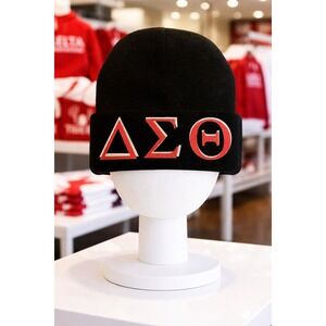 Delta Sigma Theta Beanie Black design with Red and White logo